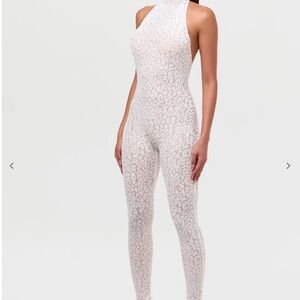 Naked Wardrobe White Sparkly Jumpsuit